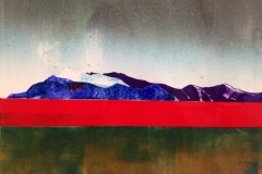 Paesaggio con fascia rossa / Landscape with Red belt- Stampe monotipo , inchiostro su carta / Monotype print , ink on paper 46 x 52 cm. 1050 Euro