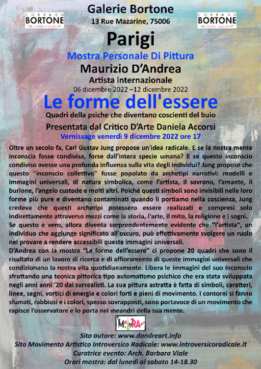 Le Forme dell'Essere - Maurizio D'Andrea, solo exhibition, Galerie Bortone, Paris, December 2022